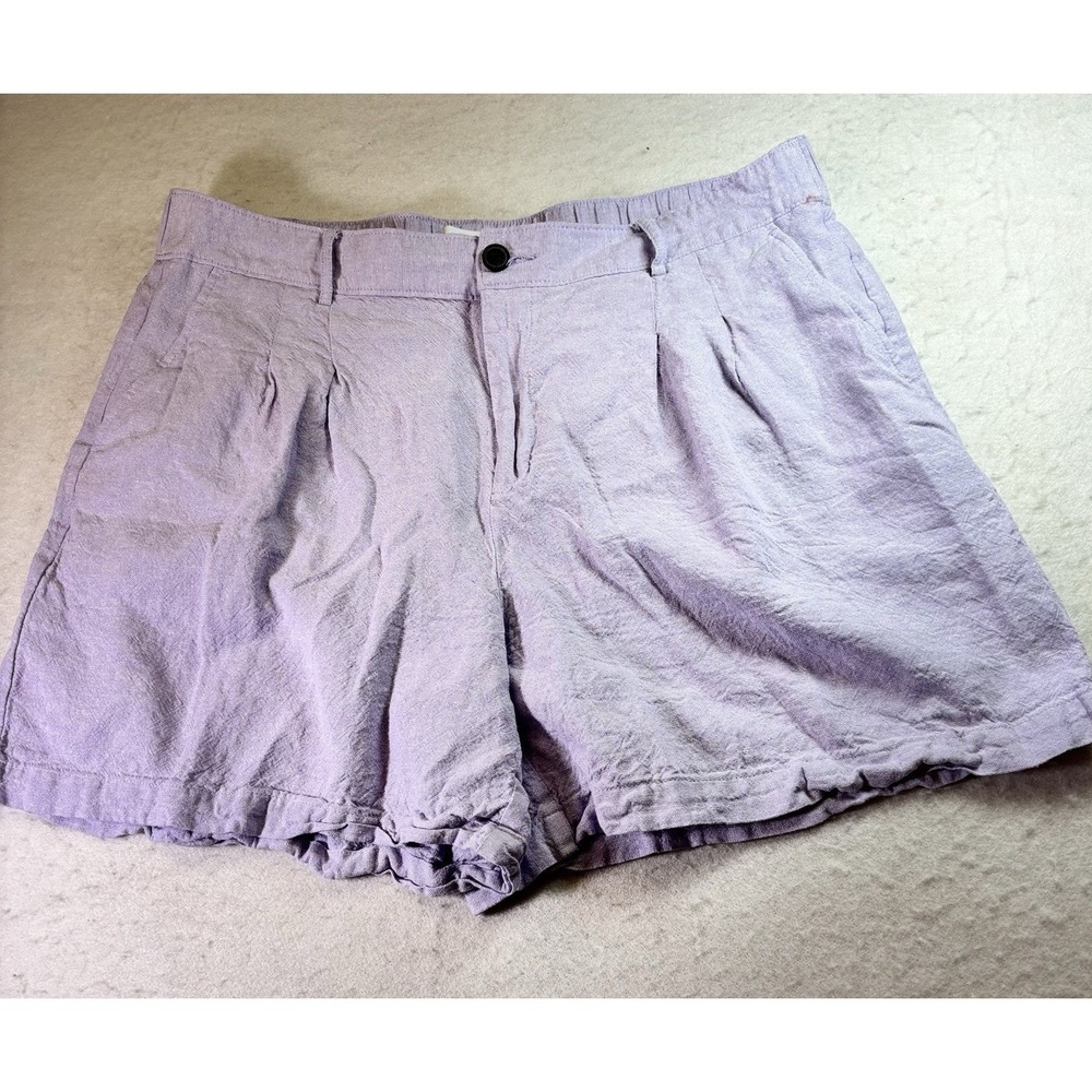 Liz Claiborne Women's Purple‎ Linen Blend Shorts Size 14 Pleated Classic Preppy